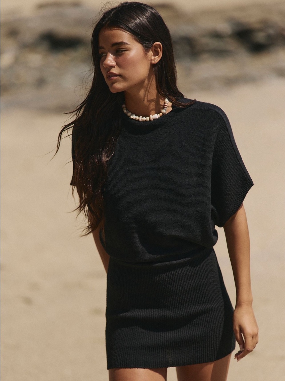 FREE PEOPLE Amara Mini Sweater Dress in Black, NWT, size M